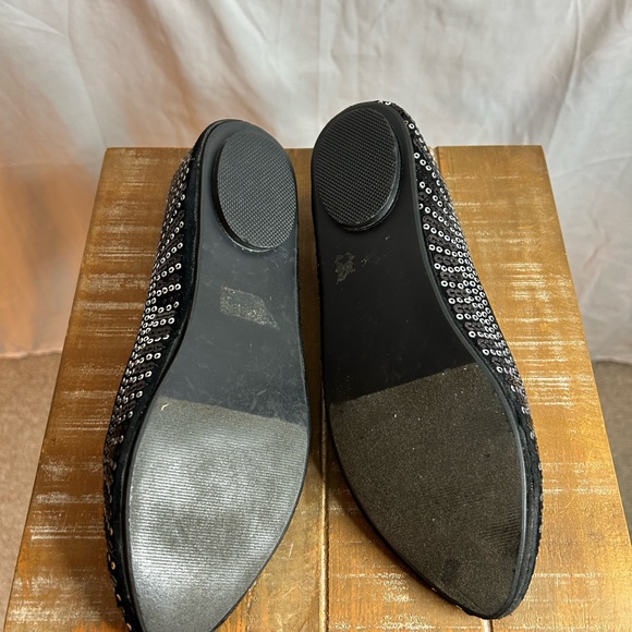 Shully’s Flat Black Shoes with Metallic Silver Sequence - Picture 4 of 4